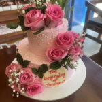 Rose theme double decker wedding cake