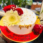 Flower Theme Anniversary Cake
